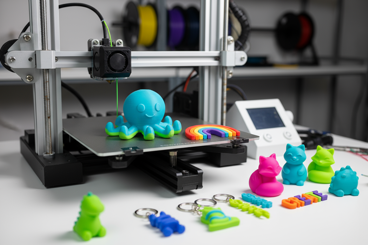 3d printer printing flexible toys and key chains