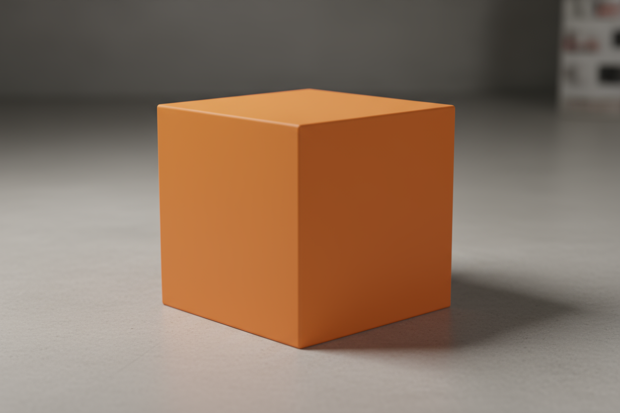 a regular sized orange cube same size as a hand